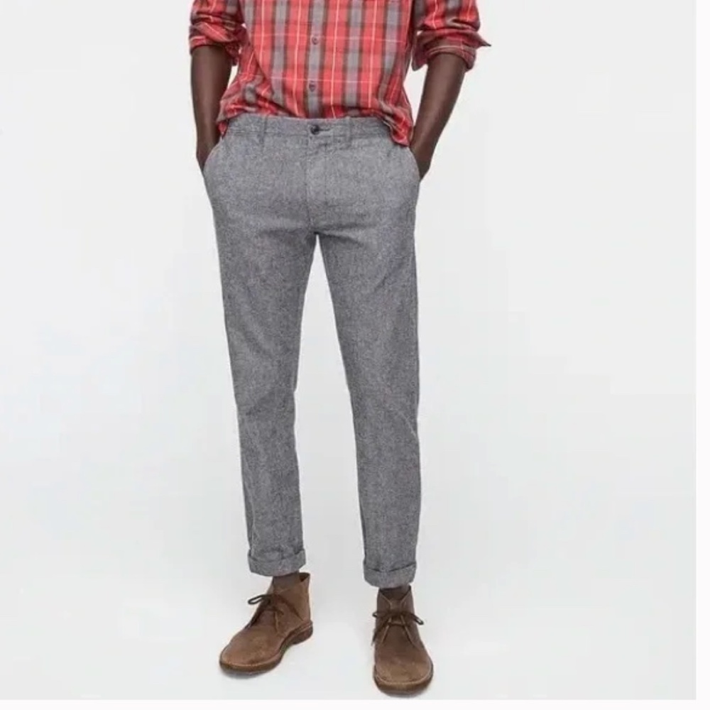 J. Crew 484 Slim-fit chino pant in stretch slub cotton blend salt and pepper